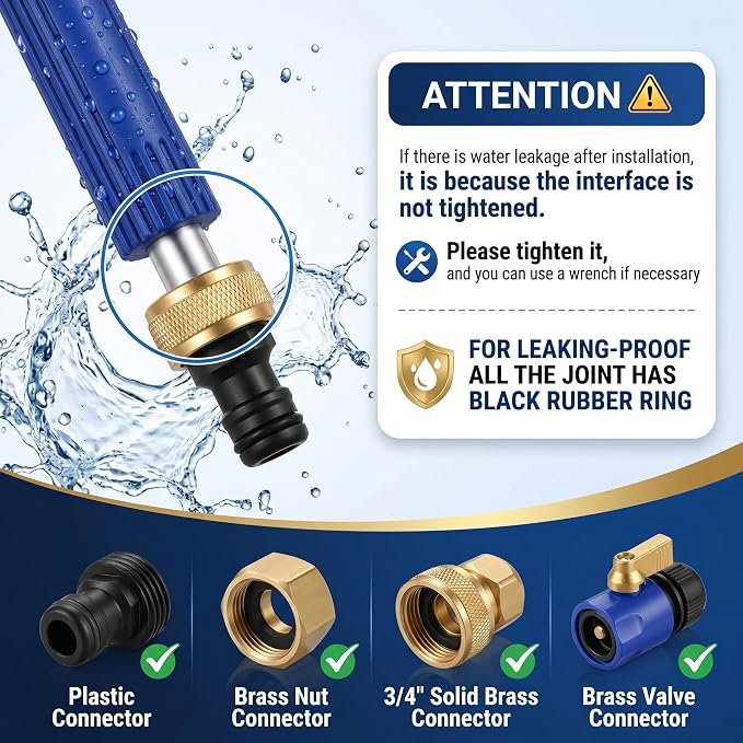 Jet Nozzle for Garden Hose, Metal Power Washer Wand with 2 Brass Nozzles, High Pressure Washer with Quick Connect Adapter for Car Wash, Patio, Window and Garden Watering(Black)