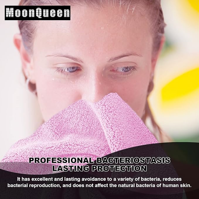MOONQUEEN Microfiber Facial Cloths Fast Drying Washcloth 12 Pack - Premium Soft Makeup Remover Cloths - Frozen Berry