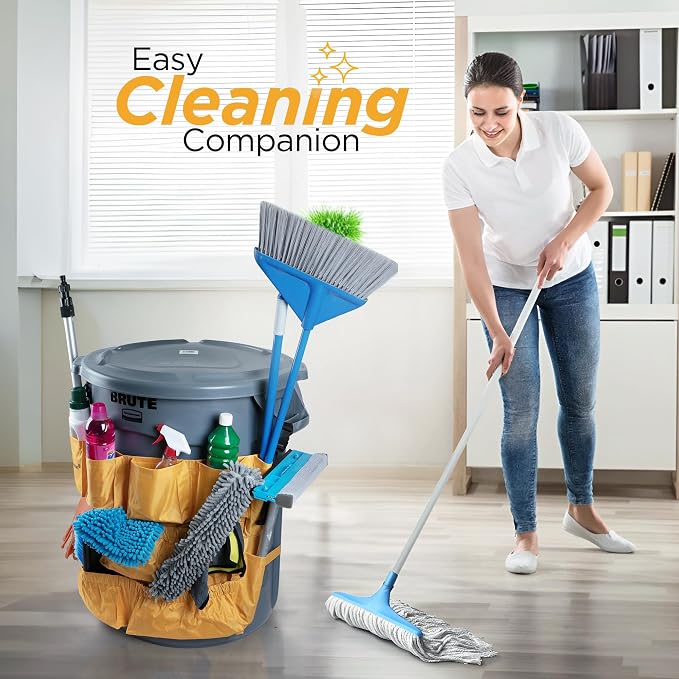Trash Can Caddy Bag | 2 Pack | Fits 32-55 Gallon Bin | Cleaning Organizer | Trash Can Caddy Bag | Fits 32-55 Gallon Can | Brute & Uline Compatible | Heavy Duty Vinyl | Cleaning Caddy Organizer(2 Pack)