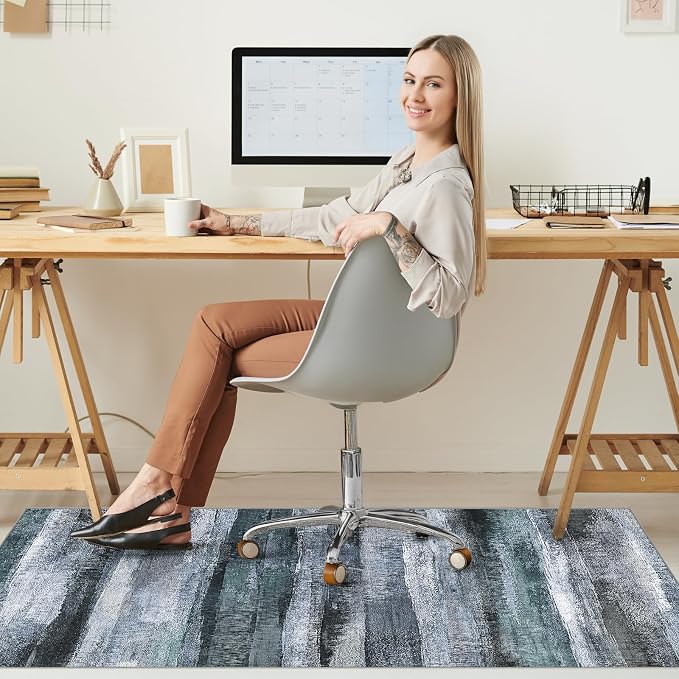 Office Chair Mat for Hardwood Floor&Tile Floor,36"X 48"-Abstract Dark Grey | Heavy Duty Desk Chair Mat for Hard Floors,Under Desk Rug for Rolling Computer Chair,Anti Slip,Low Pile Carpet Floor