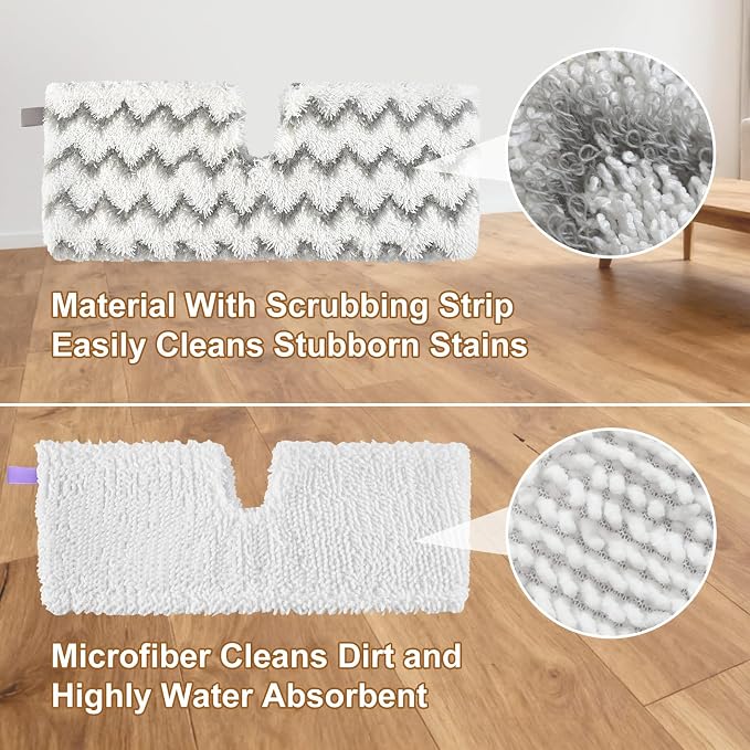 Mops for Floor Cleaning with 58" Long Handle and 4 Microfiber Mop Pads | Dust Mop for Hardwood Floors, 2 Heavy Scrub Mop Pads, 2 Microfiber Pads, 4 Section Adjustable Handle, Double-sided Flat Mop