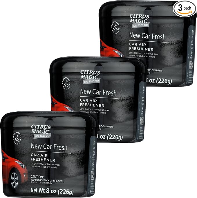 Citrus Magic Auto Solid Air Fresheners, New Car Fresh, 8 oz, 3 Pack