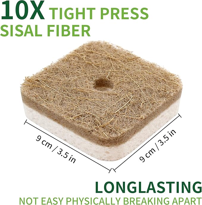 12Pack Kickleen Natural Kitchen Scrub Dish Sponges with Suction Hanger | Biodegradable Compostable Cellulose and Coconut Non-Scratch Sponge for Kitchen, Bathroom, Household