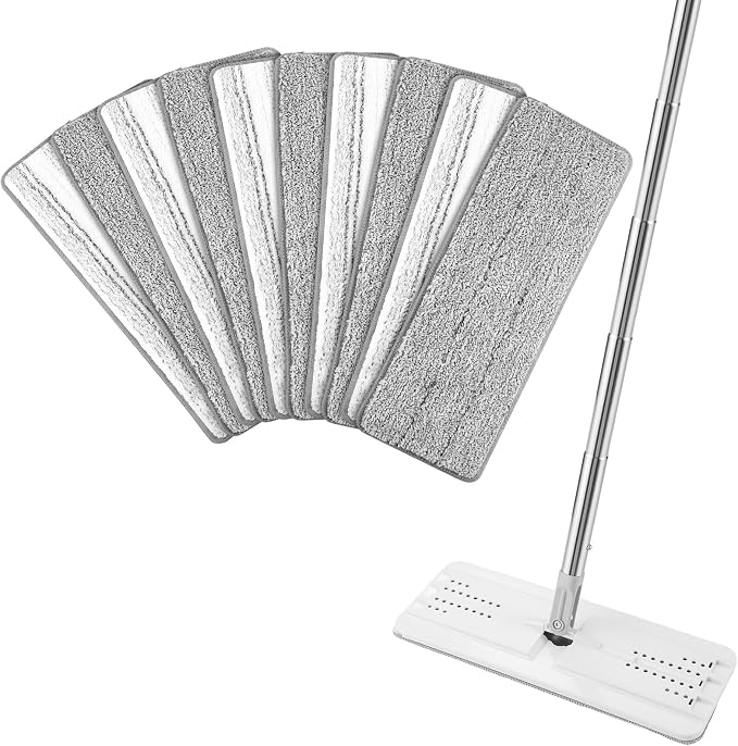 10 Pack 13"×4.9" Mop Replacement Pads Compatible with JOYMOOP Flat Mop | Washable Microfiber Refills, Wet & Dry Cleaning, Fits Most 11-13 In Flat Mops, Safe For Hardwood, Tile, Vinyl & More