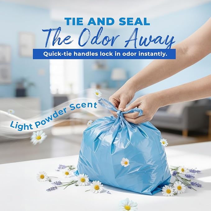 Heaven Scent Hygiene Bags 1.5MIL ULTRA-THICK Discreet Waste Disposal | Made in the USA | Mild Baby Powder Scented Trash Bags for Adult Briefs & Feminine Products - Large, 35 Bags