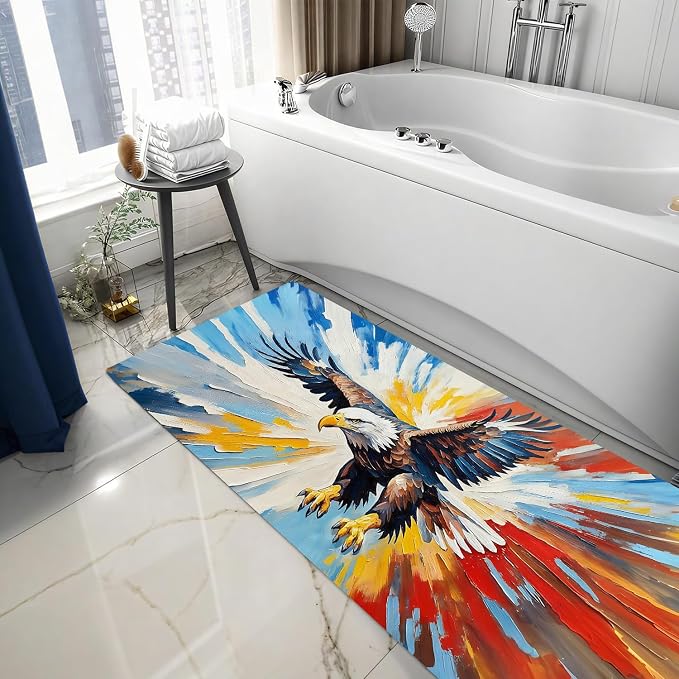 ANNA QUEEN Colorful Flying Eagle Laundry Room Rug Runner 20x47 Inch -Waterproof Non-Slip Floor Mat for Front Load Washer Dryer,American Patriotic Decor,Machine Washable