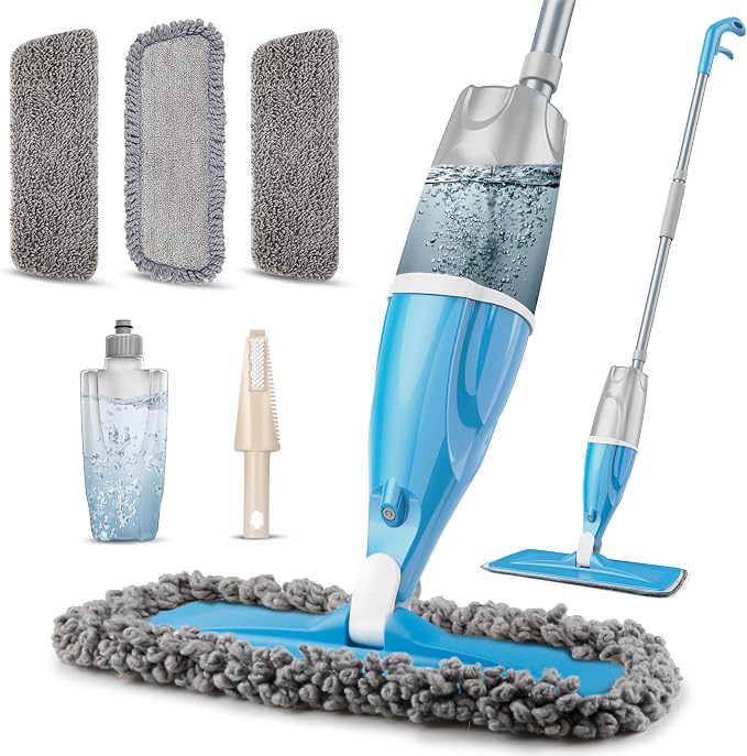 Spray Wet Mops for Floors Cleaning: Hardwood Floor Mops Flat Mop Refillable | Remove Pet Hair, 3 Washable Pads for Swiffer PowerMop, Commercial Dust Mop, for Pet Owner Laminate Tile Vinyl Multi-surface