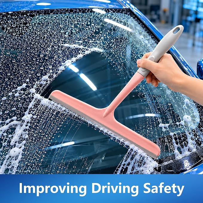 3 Pcs Shower Squeegee for Glass Doors, Car Window Squeegee | Window Cleaning Squeegee Glass Shower Door for Car Window Wiper Mirror Windshield, Reusable, Easy to Clean, With 3 Hooks