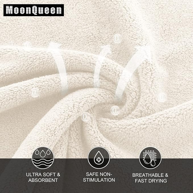 MOONQUEEN Ultra Soft Premium Washcloths Set - 12 x 12 inches - 72 Pack - Quick Drying - Highly Absorbent Coral Velvet Bathroom Wash Clothes (Cream)