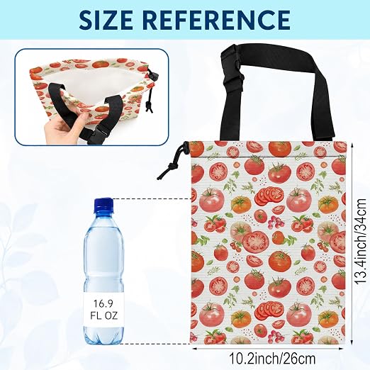 Red Tomato Fruit Car Trash Bag Hanging for Back Seat | Rustic Botanical Canvas Drawstring Car Garbage Bag with Adjustable Buckle Vehicle Trash Can