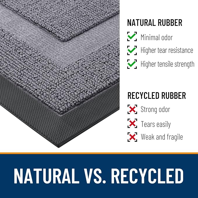 OLANLY Half Circle Front Door Mat Outside 29.5x17 All-Season Rubber Doormat | Classic Gray, Absorbent, Heavy-Duty, Stain and Fade Resistant, Non-Slip Backing, Low-Profile Indoor Outdoor Entryway Mat