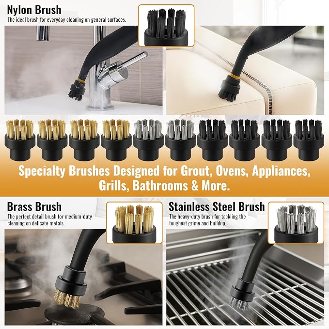 Steam Cleaning Pack Compatible with Dupray Steam Cleaners, 18 Pcs Clean Accessory Kit: Include Everything Needed for deep Cleaning on Multiple Surfaces,No-Steam Cleaner Attachments Included