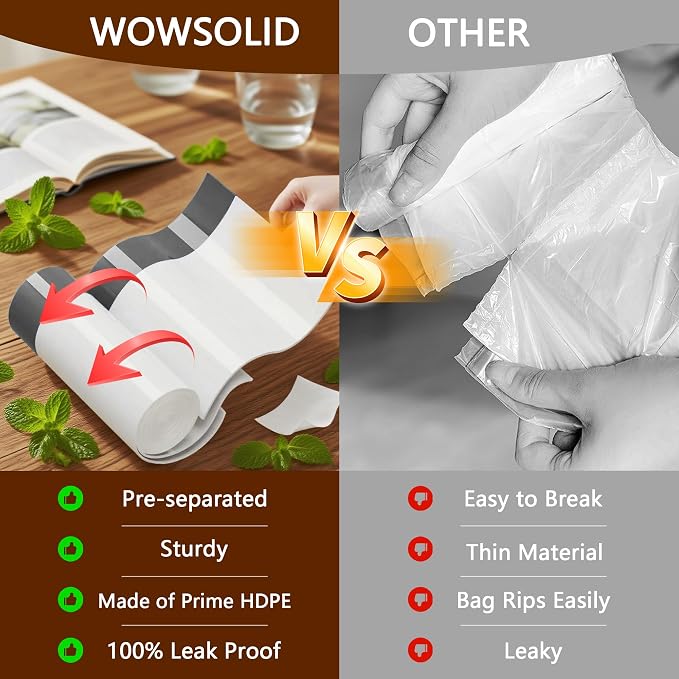 2.6 Gallon Mini Drawstring Trash Bags, 360 Count 1.2 Mil Thick Small Garbage Bags by WOWSOLID, Fit Liners 7.5-10 Liter, 2-3 Gal, Trash Can Bin for Bathroom, Kitchen, Bedroom, Office