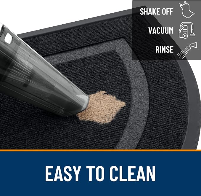 OLANLY Half Circle Front Door Mat Outside 71x47 All-Season Rubber Doormat | Black, Absorbent, Heavy-Duty, Stain and Fade Resistant, Waterproof Non-Slip Backing, Low-Profile Indoor Outdoor Entryway Mat