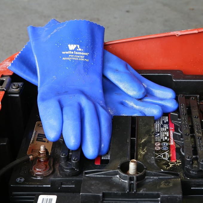 Wells Lamont PVC Chemical Resistant Gloves, Textured Grip, Gauntlet Cuff