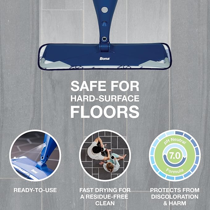 Bona Multi-Surface Floor Cleaner Refill - 128 fl oz - Unscented | Refill for Bona Spray Mops and Spray Bottles - Residue-Free Cleaning Solution for Stone, Tile, Laminate, and Vinyl Floors