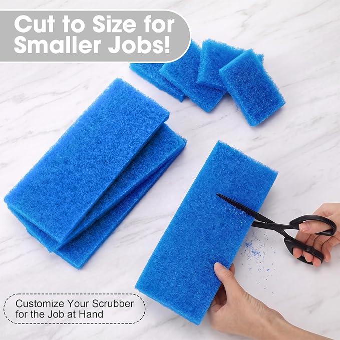 Eccliy 40 Pcs Non Scratch Scrubbing Pad Reusable Kitchen Dish Scrubber Scouring Sponge Pads Multi Purpose for Kitchen Household Cleaning Supplies, 10 x 4 Inch (Blue)