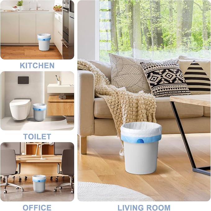 132 Count Small Trash Bags, 4 Gallon Drawstring Garbage Bags, Bathroom Wastebasket Liners, Tear-Free Plastic Bags for Toilet Home Office and Bedroom (White)