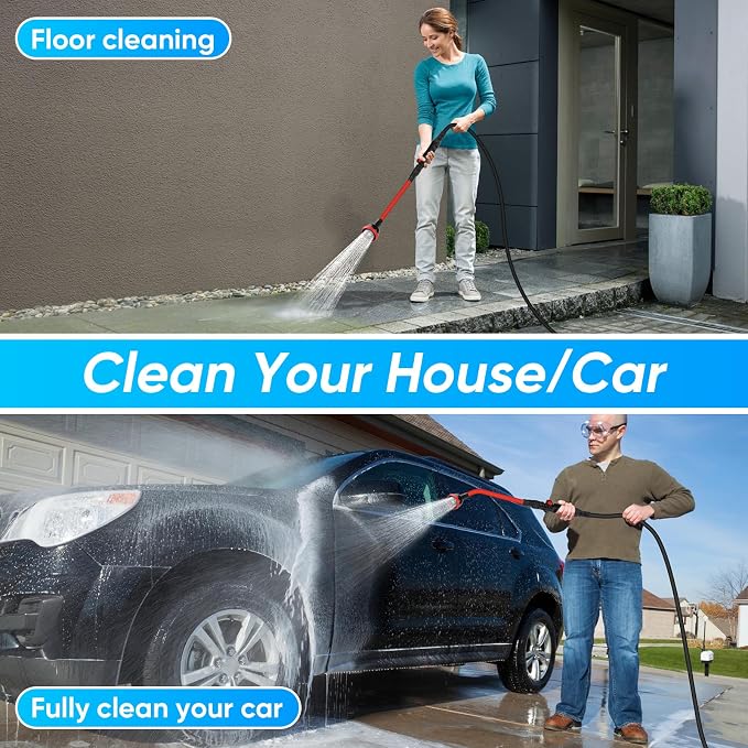 2 in 1 Bendable Watering Wand Heavy Duty for Garden/Car Cleaning | Use with 10 Spray Patterns, 29In Long Hose Nozzle Sprayer, Fits 3/4” Quick Coupling/Garden Hoses
