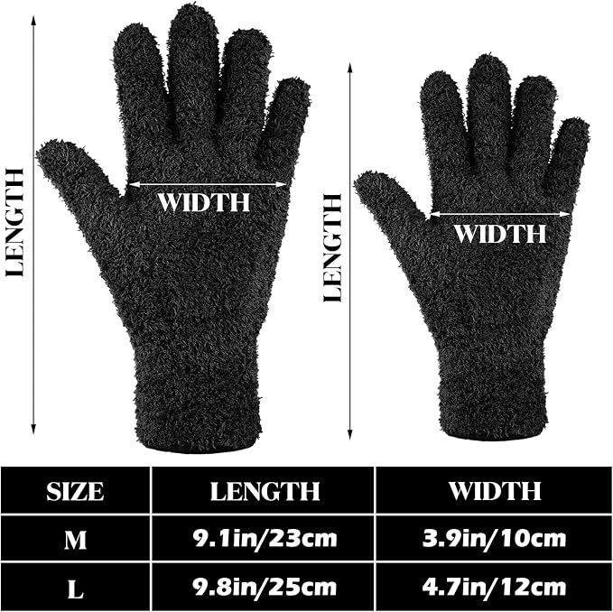 Patelai 3 Pairs Microfiber Dusting Gloves for Plants Leaf, Large | Black,Plant Cleaning Gloves, Reusable Washable Gloves,House Furniture Blinds Dusting