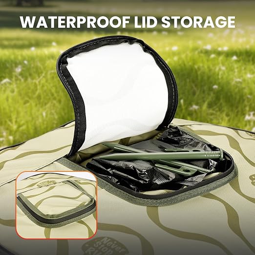 Pop-Up Trash Bin, Collapsible Trash Can, Green | with Removable Divider, for Camping, Laundry, Storage and Garden, Waterproof and Tear Resistance with Air Vent