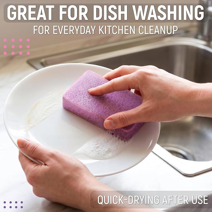 PVA Household Cleaning Sponges, Cleaning Water Absorbent Sponge for Glass, Countertops, Bathroom, Kitchen, Walls, Baseboards, Car, Non Abrasive Long Use Multipurpose Sponge, 12 Pack, 4 Colors