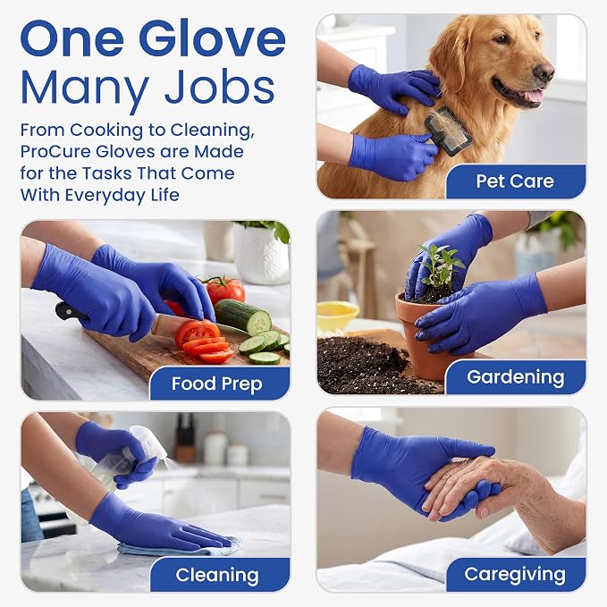 ProCure [200 Count] Disposable Nitrile Gloves - Latex Free, Powder Free Medical Exam Gloves