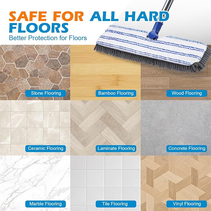Masthome Flip Microfiber Mop, Wet Dry Dust Mop with Adjustable Handle | 4 Washable Mop Pads,50.4" Long Handle,Hair Scraper,Works on Hardwood,Tile, Laminate Indoor Floors