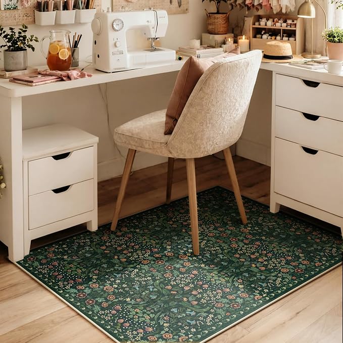 Anidaroel Floral Office Chair Mat for Hardwood Floor, 36"x48" Desk Chair Mat for Hard Floors, Under Desk Rug for Rolling Chair, Anti-Slip Computer Chair Mat, Low Pile Carpet Protector Mat