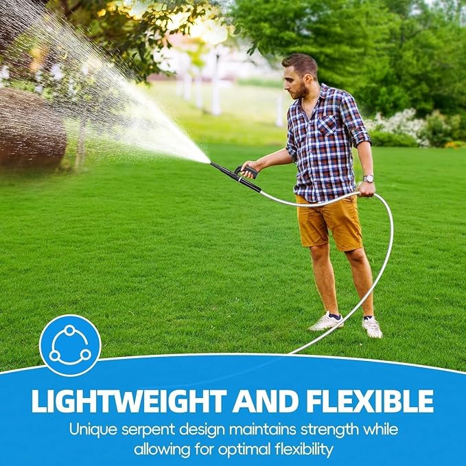 SPECILITE 100ft 304 Stainless Steel Metal Garden Hose with Independent Grip | Adjustable Brass Nozzle, 3/4" Solid Brass Connectors, Flexible, Puncture Resistant, Non-Expandable for Yard Outdoor Lawn