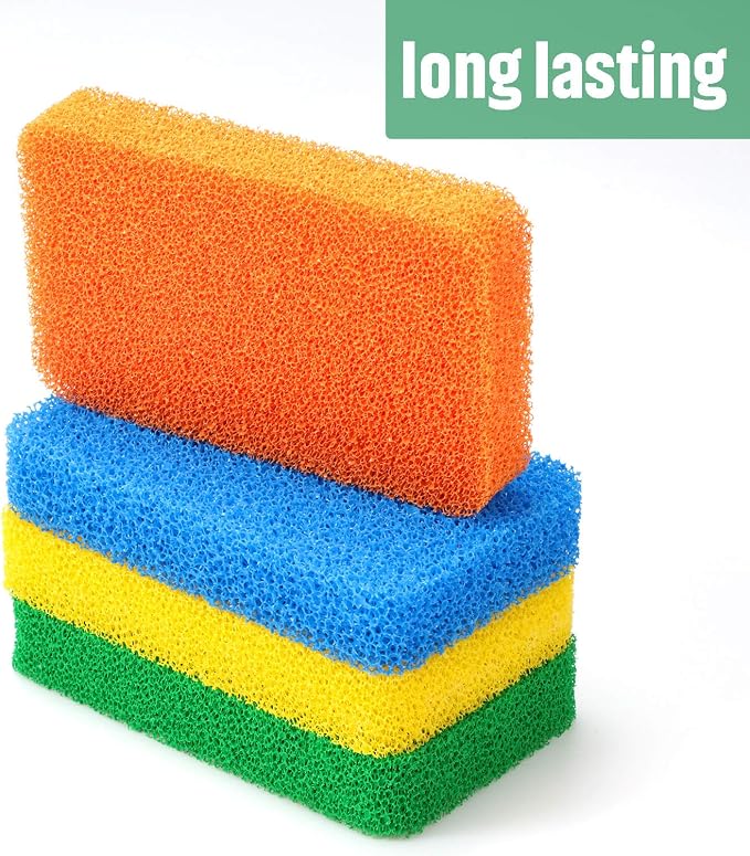 Patelai 10 Pcs Silicone Sponge for Dishes, Kitchen Silicone Dish Scrubber | Reusable Scrubbing Sponge, Non Scratch Surface, Dishwasher Safe, Multicolor Set