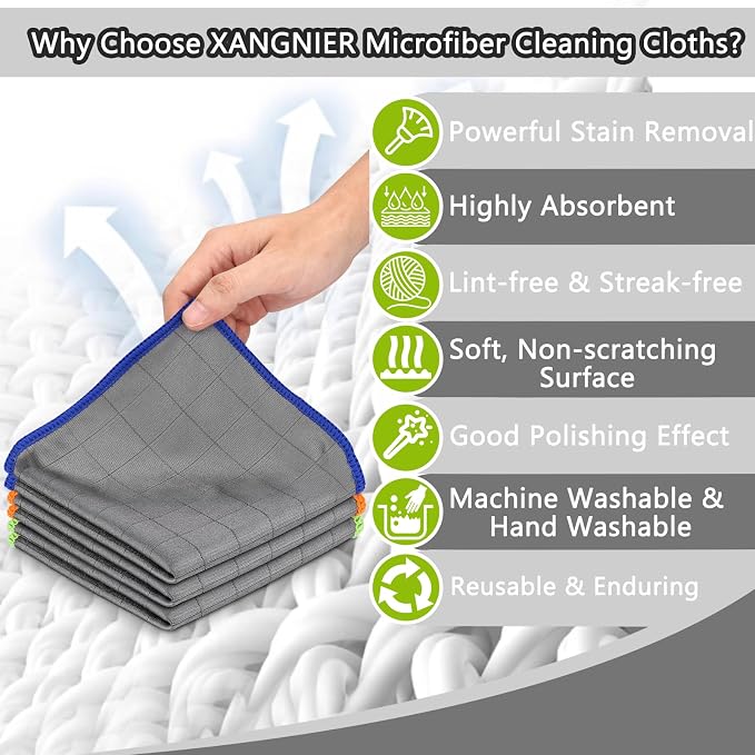 Microfiber Glass Cleaning Cloths,Lint Freel,11.8"×11.8in,3 Pack | Streak Free Miracle Cleaning Cloth,Reusable Cleaner Towels for Kitchen,Windows,Stainless Steel,Mirror,Glasses,Car Windshields