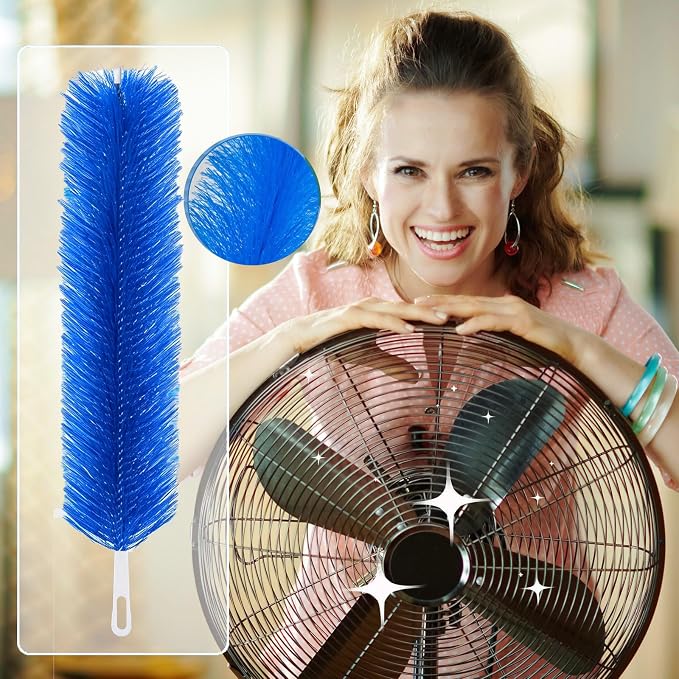 Fan Cleaner Brush, Fan Brush Cobweb Duster Microfiber Duster Ideal for Ceiling Duster, Household Duster for Curtains, Fan Cleaner for Box Fan (2 Pack) (Blue)