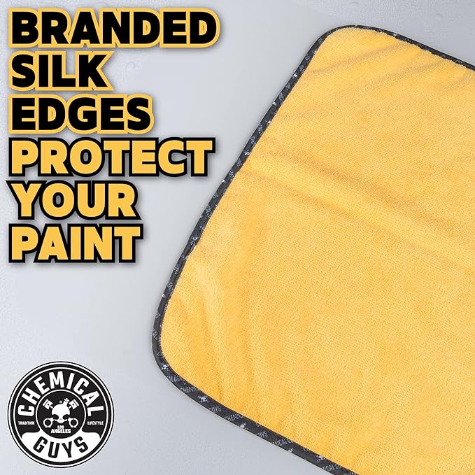 Chemical Guys, Microfiber Drying Chamois, Gold, 24 x 16 in, 3 Pack Towels