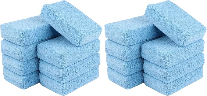AIDEA Microfiber Applicator Pad-16 Pack, Car Wash Sponge, Blue