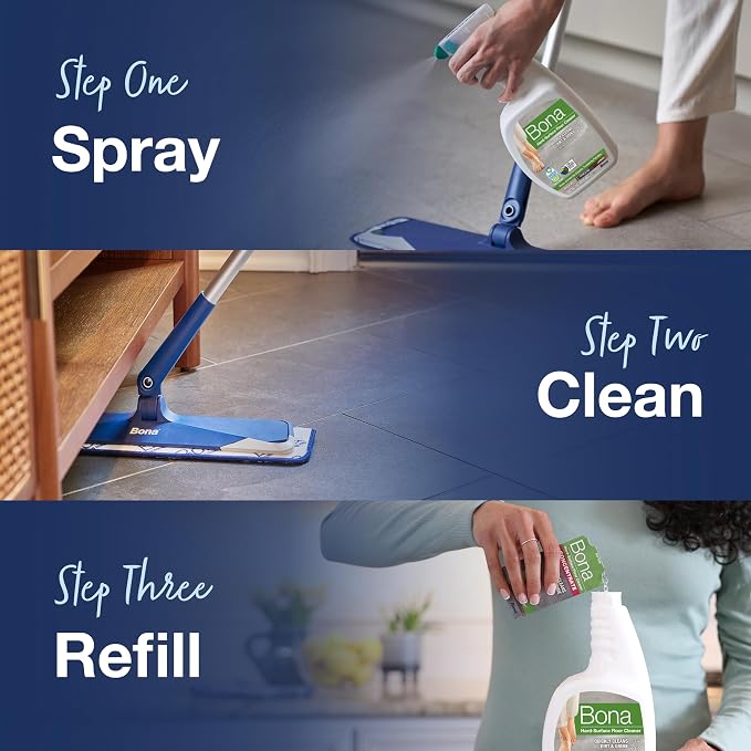 Bona Multi-Surface Floor Cleaner Spray - 32 fl oz - Unscented - Refillable | Residue-Free Floor Cleaning Solution for Stone, Tile, Laminate, and Vinyl Floors