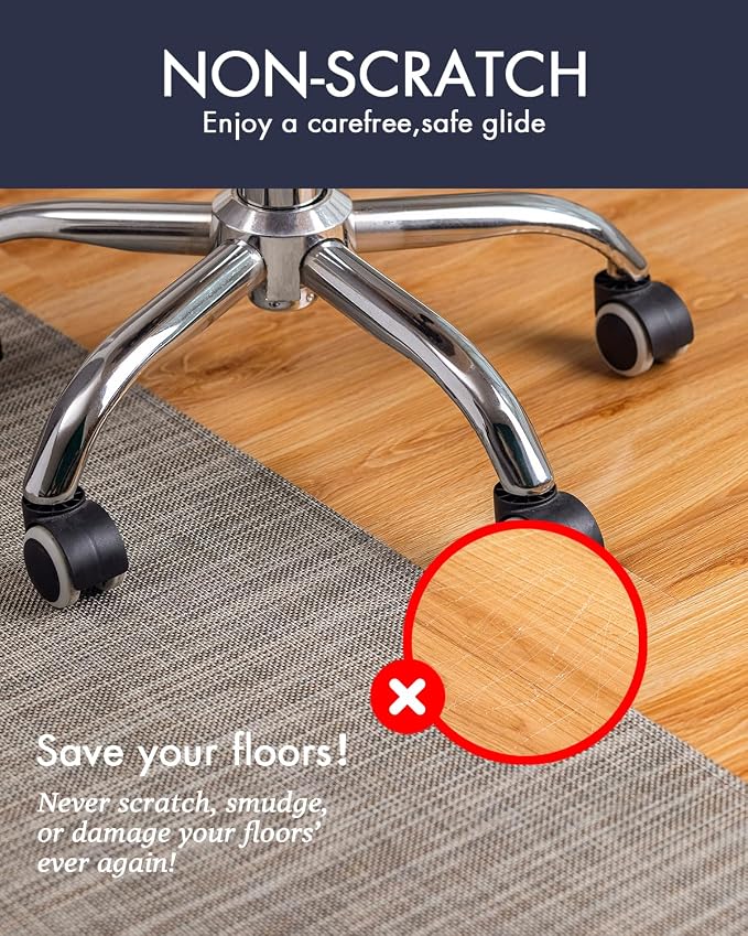Baroyal Office Chair Mat for Hardwood Floor Under Desk Computer Rolling Chair Mat for Wood/Tile Floor Non-Slip Heavy Duty Desk Rug PVC Plastic Hard Floor Protector 36" x 48" (Soapstone)