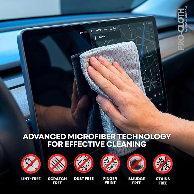 PRO-CLOTH Window & Glass Cleaning Cloths (6-Pack, 12 x 16") – Premium Honeycomb Microfiber Cloths for Windows, Mirrors, Car Glass & Screens, Water Only, Lint-Free, Streak-Free + Mini Silicone Squeegee