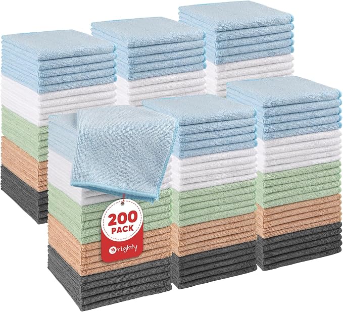 Orighty Washcloths Bulk, 200 Pack Microfiber Face Towels, 12x12 Inch | Highly Absorbent & Soft Feel, Multi-Purpose Wash Cloths & Hand Towels for Bathroom, Hotel, Spa, and Gym