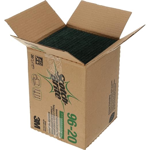 3M Scouring Pad 96-20, 20 Pads, 6” x 9” | General Purpose Cleaning, Food Safe, Non-Rusting