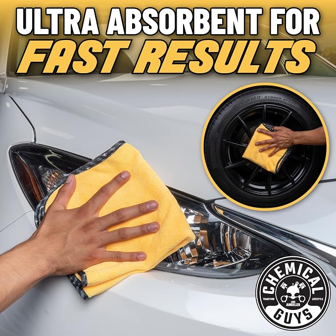 Chemical Guys, Professional Microfiber Towels, 24 x 16 in, Gold, 6 Pack | Ultra-soft, scratch-free towels to buff wax, dry panels and clean glass and interiors, machine washable