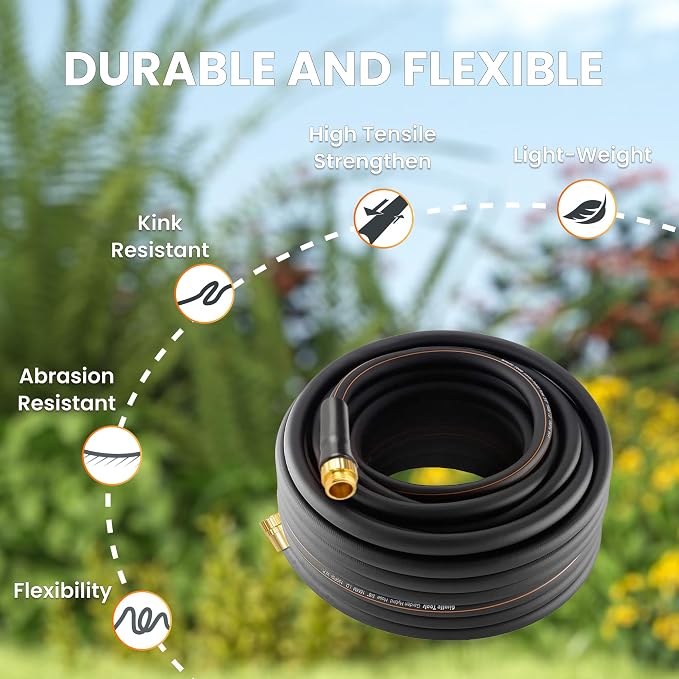 Giraffe Tools Garden Hose 100ft x 5/8" | Heavy Duty, Lightweight, Flexible Hybrid Hose, 100 ft Water Hose with Male To Female Fittings