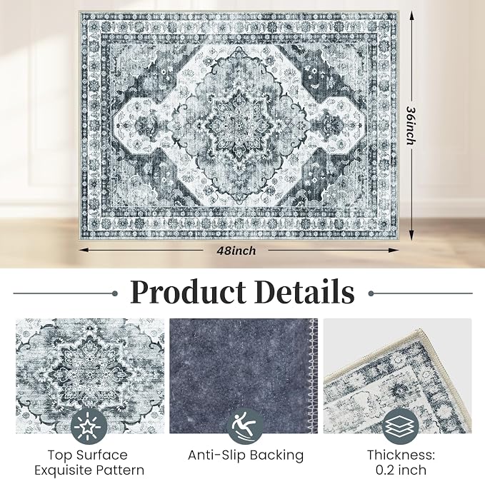 Office Chair Mat for Hardwood Floor&Tile Floor,36"X 48"-Grey Flower | Heavy Duty Desk Chair Mat for Hard Floors,Under Desk Rug for Rolling Computer Chair,Anti Slip,Low Pile Carpet Floor