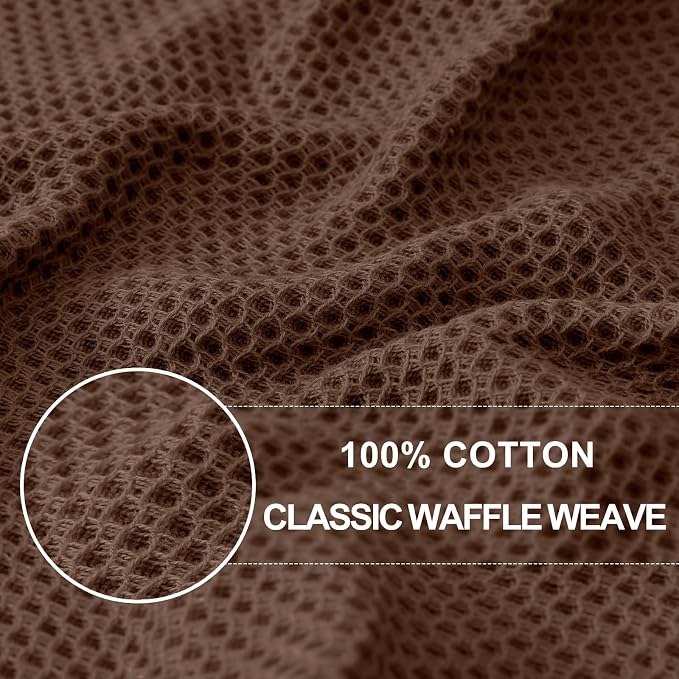 Homaxy 100% Cotton Waffle Weave Kitchen Dish Cloths 12-Pack, Coffee | 12 x 12 Inches, Ultra Soft Absorbent Dish Towels, Quick Drying Dish Rags with Hanging Loop