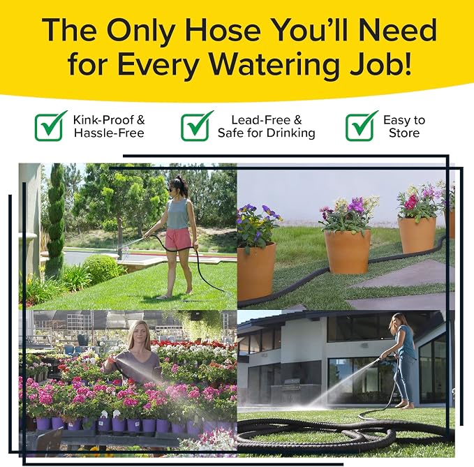Pocket Hose Silver Bullet 75 ft Turbo Shot Nozzle Multiple Spray Patterns Expandable Garden Hose 3/4 in Solid Aluminum Fittings Lead-Free Lightweight and No-Kink
