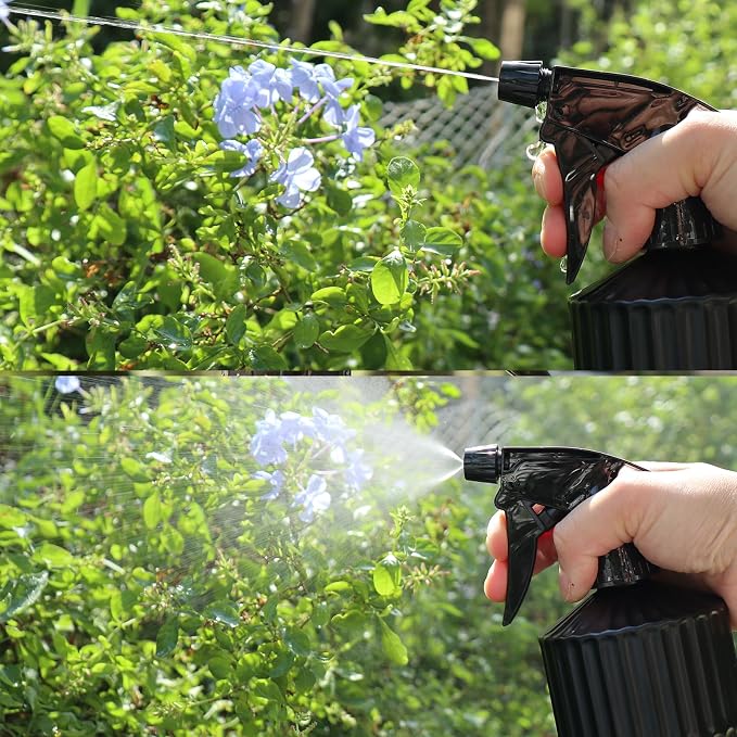 OFFIDIX Glass Spray Bottle, Pressure Watering Can, Indoor Plant Mister, Adjustable Nozzle Watering Glass 0.45L/15.22oz Spray Bottle for Garden Plants Cleaning Solutions (Black)