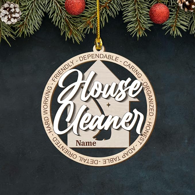 Personalized Cleaning Tools Ornament, Custom Housekeeping Christmas Tree Decoration, Holiday Keepsake Gift for Cleaners, Janitors, Pressure Washers, Housekeepers, Maids and Cleaning Lovers (Clean 3)