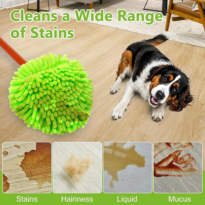 Mop Heads Replacements for O-Cedar RinseClean 2-Tank Spin Mop System | 6 Pack Chenille Duster Mop Replace Heads, Spin Mop Heads Dry/Wet Use for Hardwood Floor, Reusable and Washable, Green
