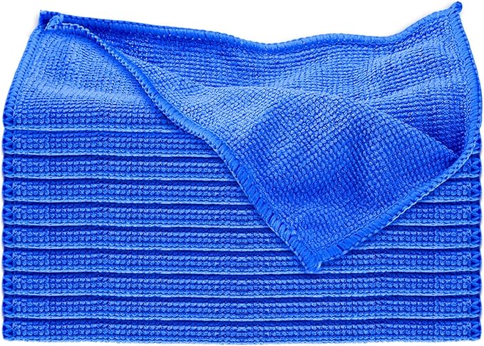 10 Pack Microfiber Cleaning Cloth 6"x6" Reusable Cleaning Rag Fast Drying Kitchen Towels Microfiber Towels Cars Wash Dry Erase Cloth for Housekeeping Home Kitchen Window Bathroom Car(Blue)