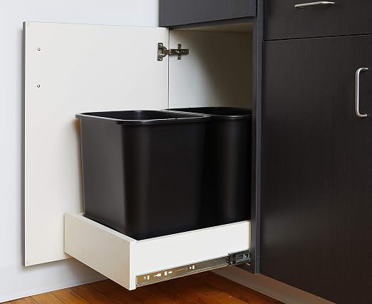 United Solutions 7 Gallon / 28 Quart Space Saving Trash Wastebasket, Fits Under Desk and Small, Narrow Spaces in Commercial, Kitchen, Home Office, and Dorm, Easy to Clean, 2 Pack, Black, (WB0338) | Slim 30.8-quart bins fit small spaces in offices, kitc...